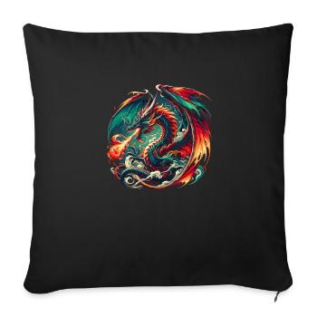 Spirale de dragon infernal - Housse de coussin décorative 45 x 45 cm - noir - Devant