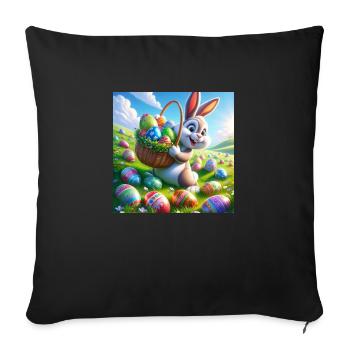a cheerful easter bunny on a green meadow - Sofa pillowcase 17,3'' x 17,3'' (45 x 45 cm) - black - Front