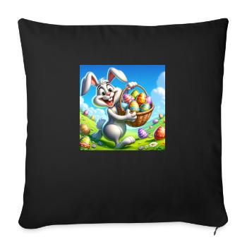 Un joyeux lapin de Pâques sur une prairie verte - Housse de coussin décorative 45 x 45 cm - noir - Devant