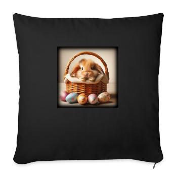 ein süßer hase in einem Korb - Sofakissenbezug 45 x 45 cm - Schwarz - Vorne