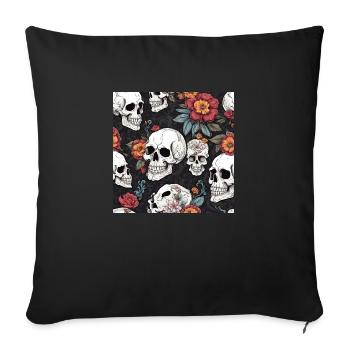 Skull and Flowers - Sofa pillowcase 17,3'' x 17,3'' (45 x 45 cm) - black - Front