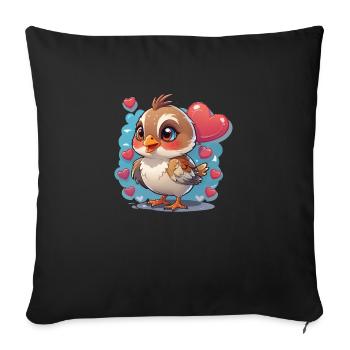 Bird Sweet Hearts - Sofa pillowcase 17,3'' x 17,3'' (45 x 45 cm) - black - Front