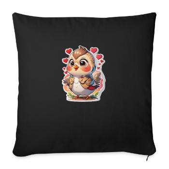 Bird Sweet Hearts - Sofa pillowcase 17,3'' x 17,3'' (45 x 45 cm) - black - Front