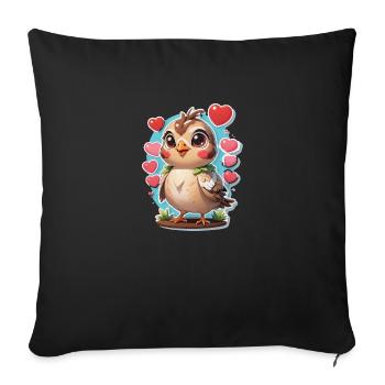 Bird Sweet Hearts - Sofa pillowcase 17,3'' x 17,3'' (45 x 45 cm) - black - Front