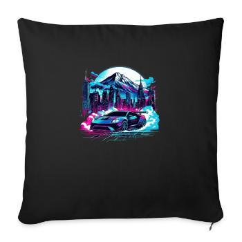 voiture vintage americaine et sportive - Housse de coussin décorative 45 x 45 cm - noir - Devant
