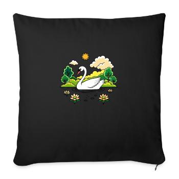Ruhiger Schwan, der über einen ruhigen See gleitet - Sofakissenbezug 45 x 45 cm - Schwarz - Vorne
