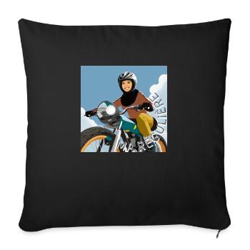 motarde japonaise - Housse de coussin décorative 45 x 45 cm - noir - Devant