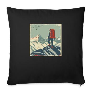 Hiking, Hiking, Mountains, Nature, Camping, Summit, Alps - Sofa pillowcase 17,3'' x 17,3'' (45 x 45 cm) - black - Front