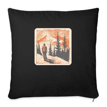 Randonnée, Randonnée, Montagnes, Nature, Camping, Sommet, Alpes - Housse de coussin décorative 45 x 45 cm - noir - Devant