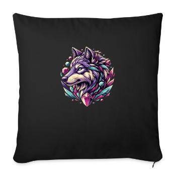 Digital Art - Majestic Wolf Head with Gemstone - Sofa pillowcase 17,3'' x 17,3'' (45 x 45 cm) - black - Front