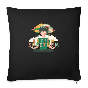 Happy autism spectrum child meditating thoughts. - Sofa pillowcase 17,3'' x 17,3'' (45 x 45 cm) - black - Front