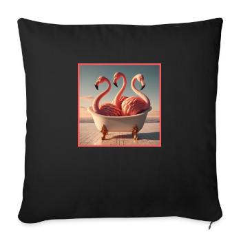 Flamingos in der Badewanne - Sofakissenbezug 45 x 45 cm - Schwarz - Vorne