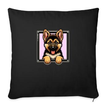German Shepherd Pup - Sofa pillowcase 17,3'' x 17,3'' (45 x 45 cm) - black - Front