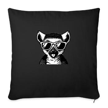 Lemur mit Sonnenbrille - Sofakissenbezug 45 x 45 cm - Schwarz - Vorne