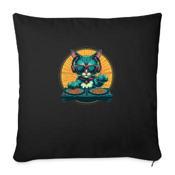 DJ Cat Croquettes Mix - Housse de coussin décorative 45 x 45 cm - noir - Devant