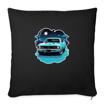 voiture vintage couché de soleil - Housse de coussin décorative 45 x 45 cm - noir - Devant