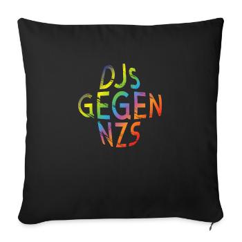 DJs gegen NZS rundes Logo Regenbogen Design - Sofakissenbezug 45 x 45 cm - Schwarz - Vorne