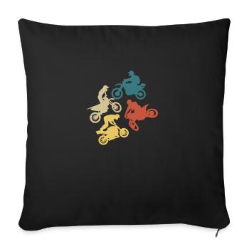Moto rétro vintage - Housse de coussin décorative 45 x 45 cm - noir - Devant