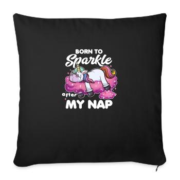 Born To Sparkle Cartoon Unicorn - Sofa pillowcase 17,3'' x 17,3'' (45 x 45 cm) - black - Front