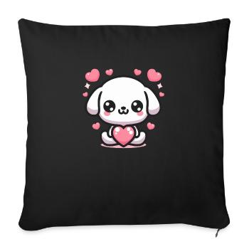 Cute Puppy Dog Heart - Sofa pillowcase 17,3'' x 17,3'' (45 x 45 cm) - black - Front