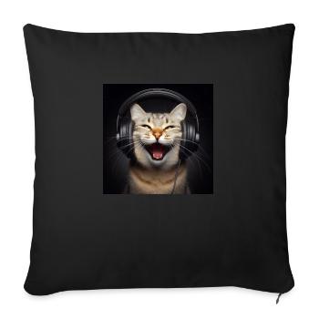 Music Cat 2 - Sofa pillowcase 17,3'' x 17,3'' (45 x 45 cm) - black - Front