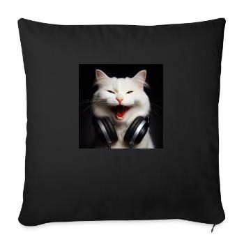 Music Cat 3 - Sofa pillowcase 17,3'' x 17,3'' (45 x 45 cm) - black - Front