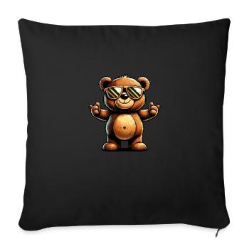 Teddy bear with cool sunglasses - Sofa pillowcase 17,3'' x 17,3'' (45 x 45 cm) - black - Front