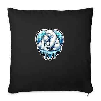 Family Polar Bear Melting Ice - Sofa pillowcase 17,3'' x 17,3'' (45 x 45 cm) - black - Front