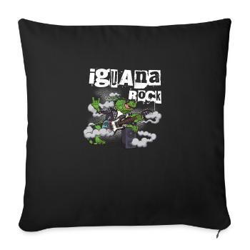Iguana Rock Cartoon Lézard Rocker - Housse de coussin décorative 45 x 45 cm - noir - Devant