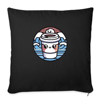 Cute Kawaii Coffee - Sofa pillowcase 17,3'' x 17,3'' (45 x 45 cm) - black - Front