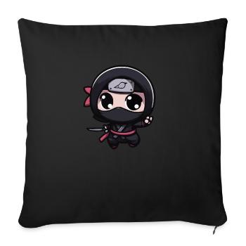 Cute Kawaii Chibi Ninja - Sofa pillowcase 17,3'' x 17,3'' (45 x 45 cm) - black - Front