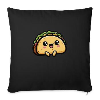 Cute Kawaii Chibi Tacos 1 - Sofa pillowcase 17,3'' x 17,3'' (45 x 45 cm) - black - Front