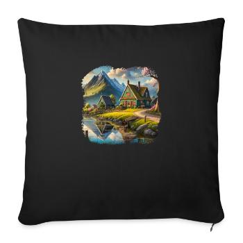 Beautiful village in the mountains - Sofa pillowcase 17,3'' x 17,3'' (45 x 45 cm) - black - Front
