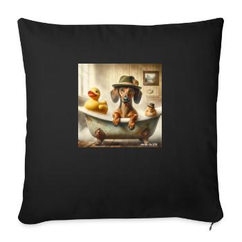 Dackel Liebe, alles für den Dackel - Sofakissenbezug 45 x 45 cm - Schwarz - Vorne
