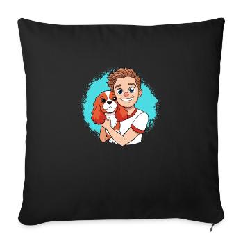 Cavalier King Charles Spaniel Kuscheln mit Mensch - Sofakissenbezug 45 x 45 cm - Schwarz - Vorne