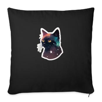 Cat in the stars - Sofa pillowcase 17,3'' x 17,3'' (45 x 45 cm) - black - Front