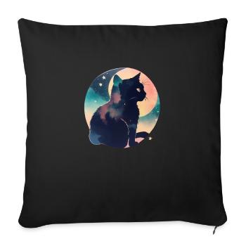 Cat in the stars - Sofa pillowcase 17,3'' x 17,3'' (45 x 45 cm) - black - Front