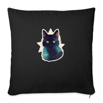 Cat in the stars - Sofa pillowcase 17,3'' x 17,3'' (45 x 45 cm) - black - Front