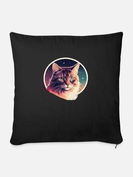 Katze in den Sternen - Sofakissenbezug 45 x 45 cm - Schwarz