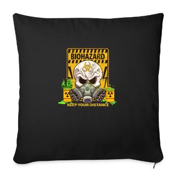 Cartoon Biohazard Skull With Caution Sign - Sofa pillowcase 17,3'' x 17,3'' (45 x 45 cm) - black - Front