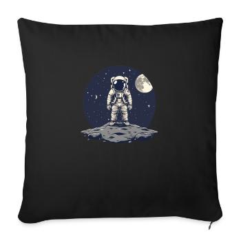 Fond de lune d’astéroïde frontal d’astronaute - Housse de coussin décorative 45 x 45 cm - noir - Devant