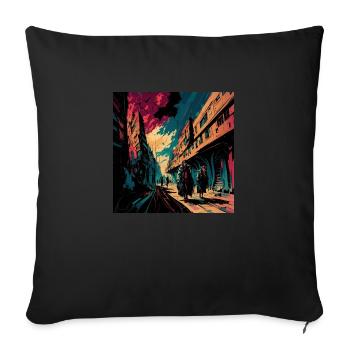 Vorstadtleben - Sofakissenbezug 45 x 45 cm - Schwarz - Vorne