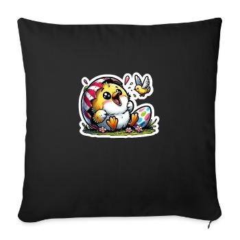 Easter chick cheerful - Sofa pillowcase 17,3'' x 17,3'' (45 x 45 cm) - black - Front