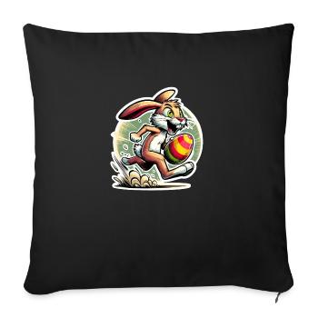 Lapin de Pâques Football - Housse de coussin décorative 45 x 45 cm - noir - Devant
