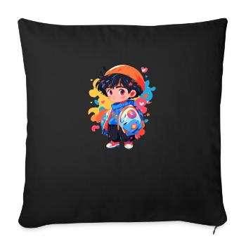 Manga Boy - Sofa pillowcase 17,3'' x 17,3'' (45 x 45 cm) - black - Front