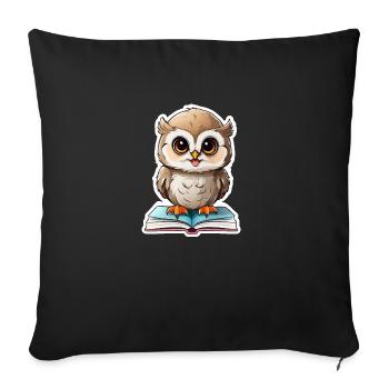 Eule lesen Bücher - Sofakissenbezug 45 x 45 cm - Schwarz - Vorne