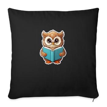 Eule lesen Bücher - Sofakissenbezug 45 x 45 cm - Schwarz - Vorne