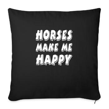 Chevaux - Housse de coussin décorative 45 x 45 cm - noir - Devant