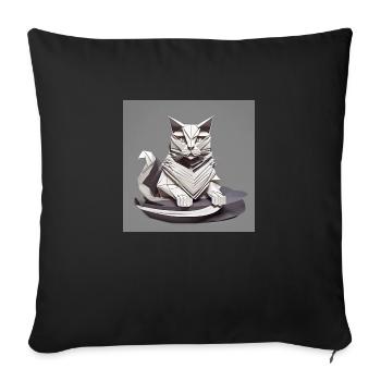 Chat - Housse de coussin décorative 45 x 45 cm - noir - Devant