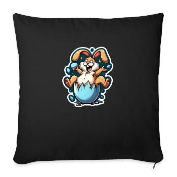 Lapin de Pâques Drôle - Housse de coussin décorative 45 x 45 cm - noir - Devant